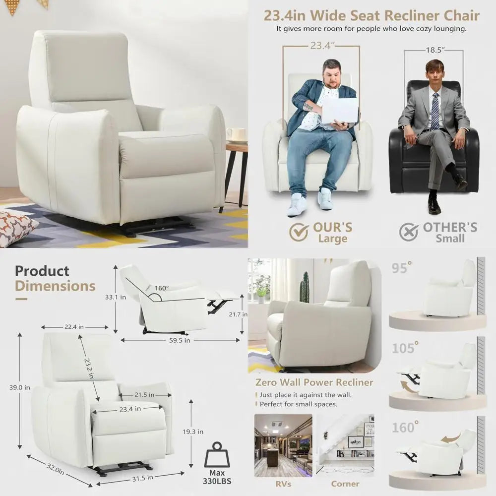 Compact Power Recliners for Tight Spaces, Electric Recliners with USB Port, Contemporary Recliner Chairs for Living Rooms